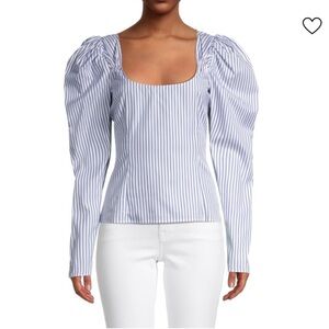 Caroline Constas Blue and White Striped Blouse NEW WITH TAG NWT